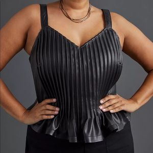NWT Medium black corset faux leather top from anthropology